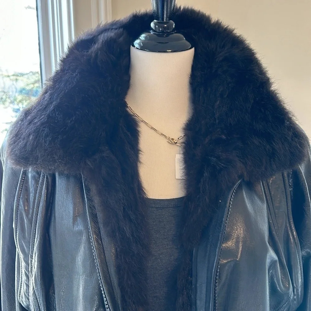 Vintage Marc by Andrew Marc Leather Jkt, lined w/removable NZ Opossum fur vest - Picture 4 of 13